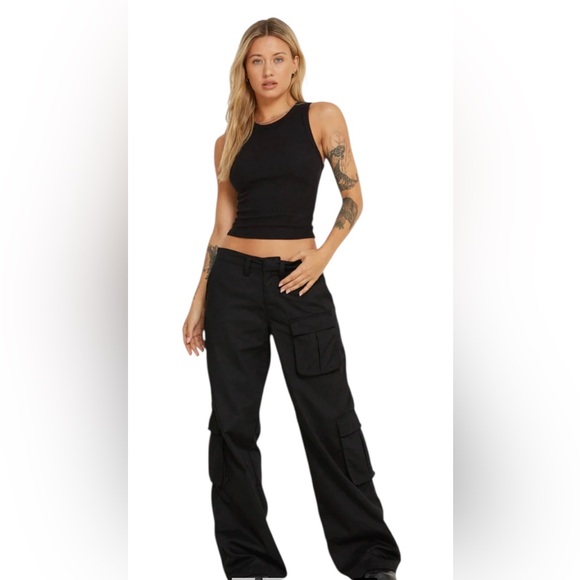 MOTEL Pants - MOTEL LOVIS TROUSER CARGO BLACK 401 SIZE XL RETAIL $95 SOLD OUT NWT